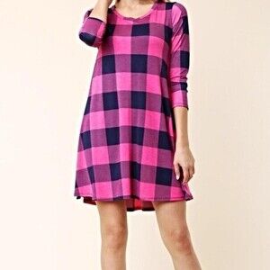 Pink Plaid Swing Dress S